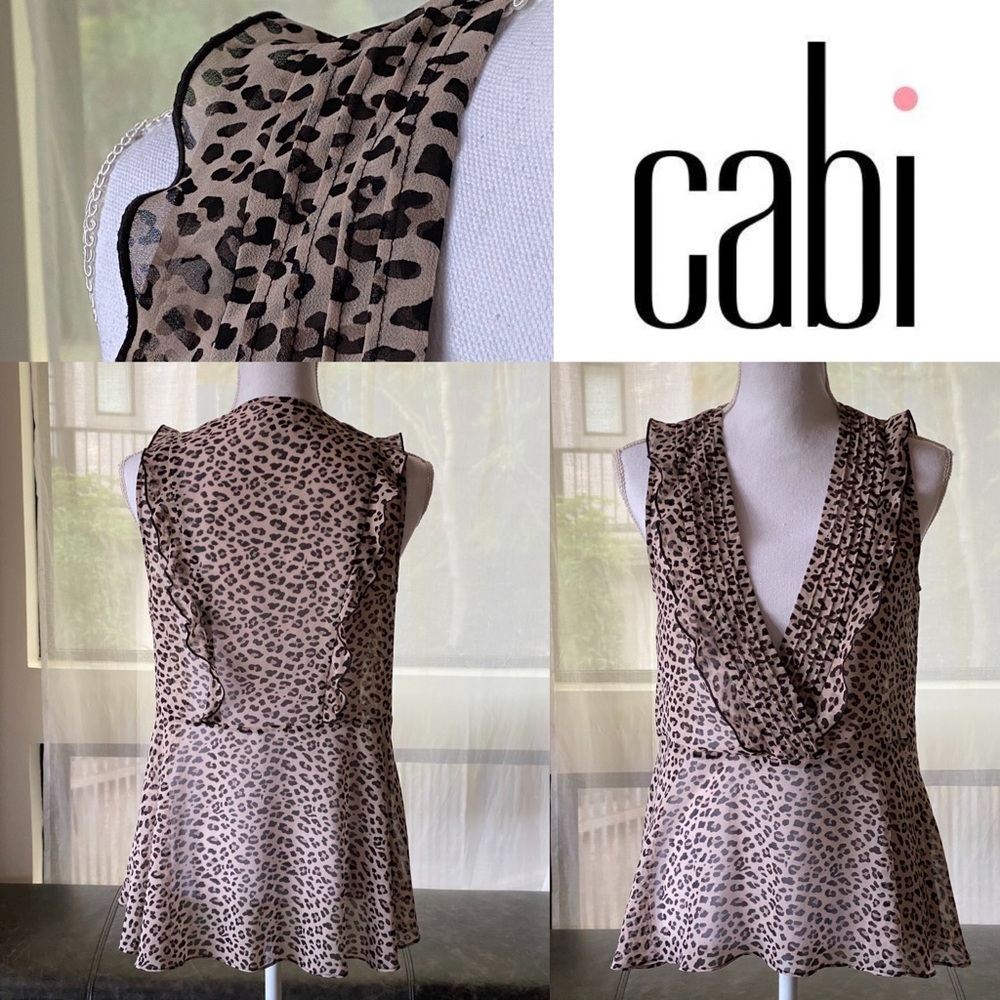 CAbi Ruffle Blouse leopard 🐆 print Small